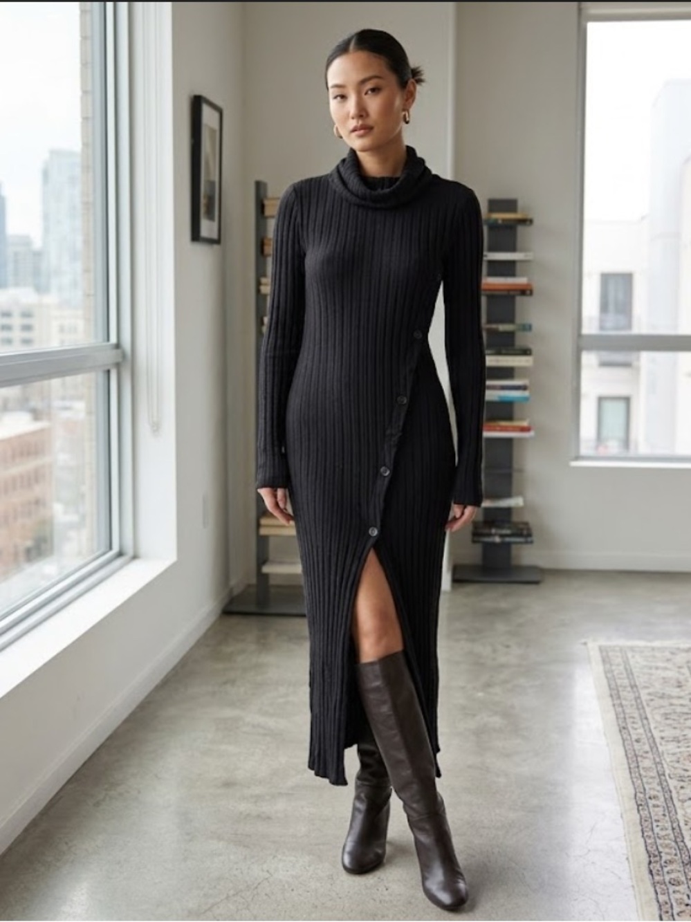 Women’s Maxi Dress featuring a fitted silhouette long sleeves NWT SIZE L